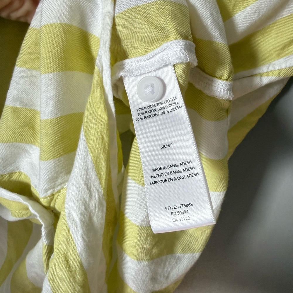 beachlunchlounge Yellow/Green and White Striped Button Down Shirt - Picture 5 of 6